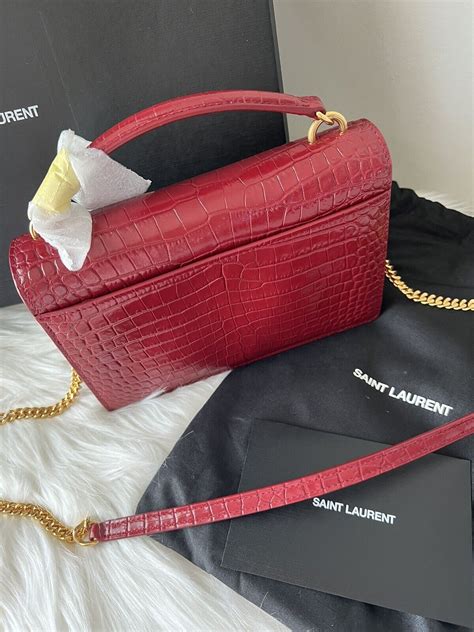 ysl woc croc|YSL Sunset Chain Wallet (WOC) Shiny Mock Crocodile .